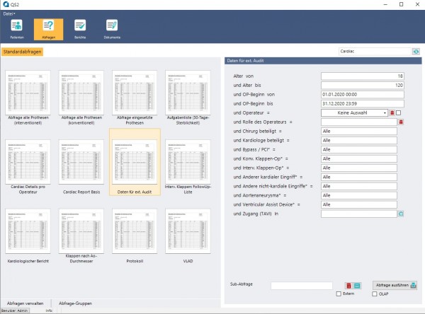 Cardiac - Standardabfragen